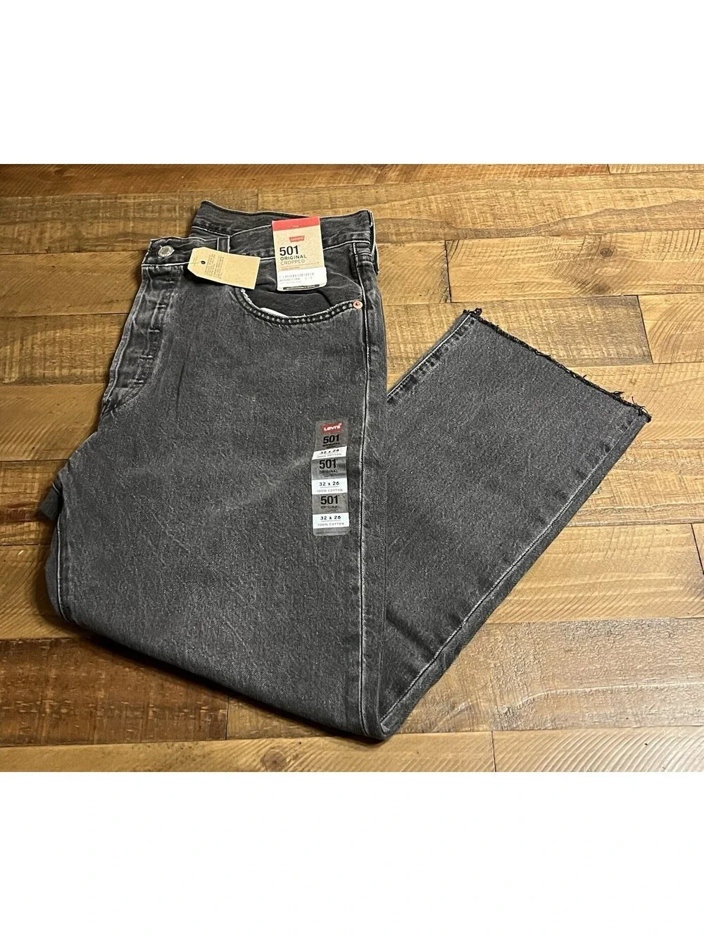 Levi's 501 Jeans Original Cropped Size 32x26 Get Off My Cloud Black